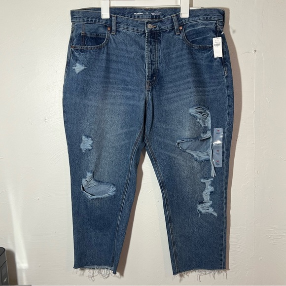 NWT Old Navy High Rise Slouchy Straight Crop Jeans Secret Slim Sz 18 Button Fly - Picture 6 of 6